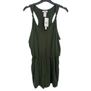 NWT Joe Benbasset Olive Green Romper Size Large Pockets Racerback Casual